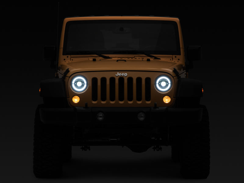 Raxiom 07-18 Jeep Wrangler JK Axial Series LED Headlights- Black Housing (Clear Lens)