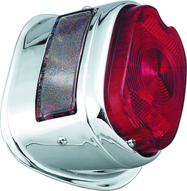Bikers Choice 56-72 Big Twin & XL Chrome Taillight W/Red Lens & Top License Light Repl H-D 68010-64B