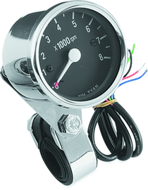 Bikers Choice Big Twin & XL Electronic Mini Tachometer 8000 RPM Black Face 2 1/2 Inch