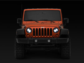 Raxiom 97-18 Jeep Wrangler TJ/JK Axial Spider LED Headlight w/ Amber DRL- Chrome Hsng (Clear Lens)
