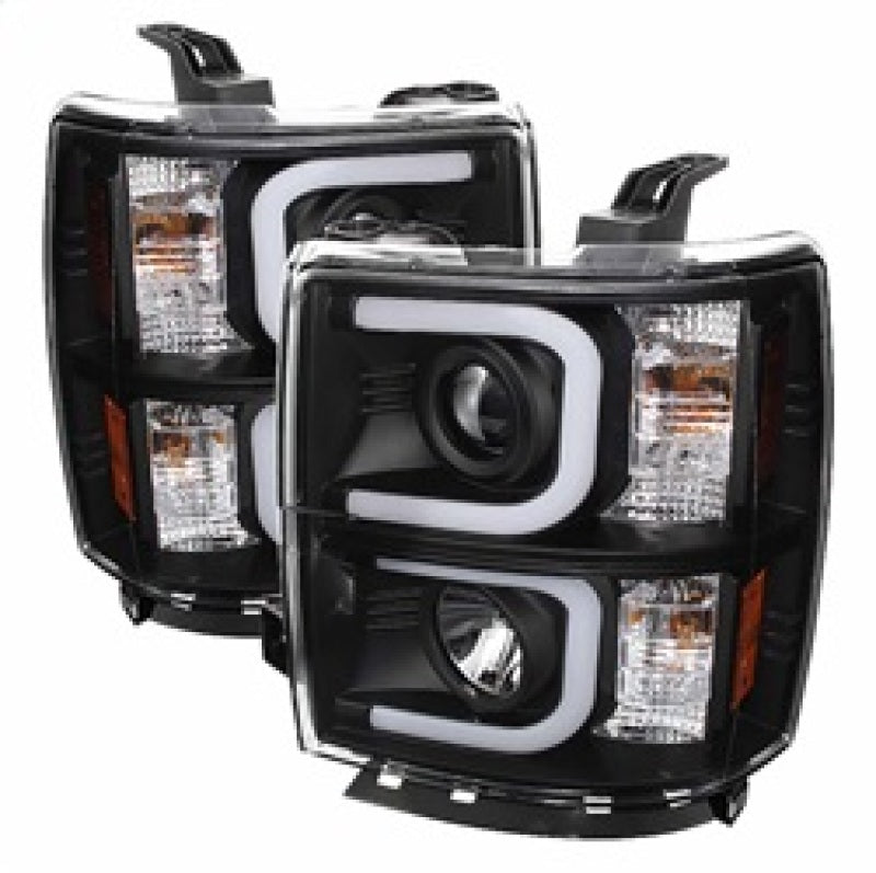 Spyder Chevy Silverado 1500 14-16 Projector Headlights Light Bar DRL Blk PRO-YD-CS14-LBDRL-BK