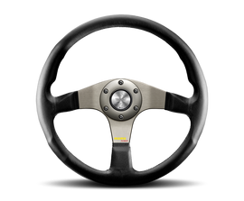 Momo Tuner Steering Wheel 350 mm - Black Leather/Red Stitch/Black Spokes
