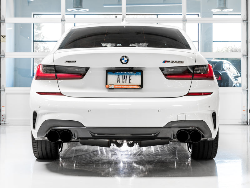 AWE Tuning 2019+ BMW M340i (G20) Resonated Touring Edition Exhaust - Quad Diamond Black Tips