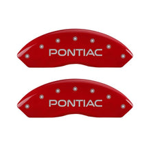 Load image into Gallery viewer, MGP 4 Caliper Covers Engraved Front Pontiac Engraved Rear GXP Red finish silver ch