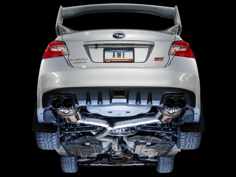 AWE Tuning Subaru STI VA / WRX GV / STI GV Sedan Touring Edition Exhaust - Chrome Silver Tip (102mm)