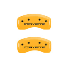 Load image into Gallery viewer, MGP 4 Caliper Covers Engraved Front &amp; Rear C6/Corvette Yellow finish black ch