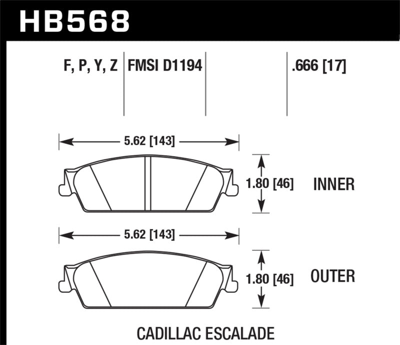 Hawk 07 Chevy Tahoe LTZ LTS Rear Brake Pads