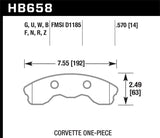 Hawk 2010-2013 Chevy Corvette Grand Sport (One-Piece Pads) High Perf. Street 5.0 Front Brake Pads