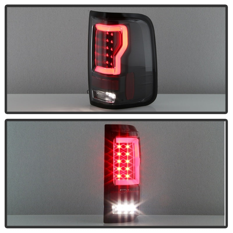 Spyder 04-08 Ford F-150 Projector Tail Lights - Light Bar DRL LED - Black ALT-YD-FF15004V2-LBLED-BK