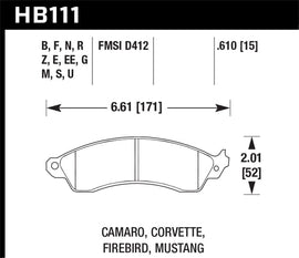Hawk 94-04 Mustang Cobra / 88-95 Corvette 5.7L / 88-92 Camaro w/ HD Brakes Front Performance Ceramic