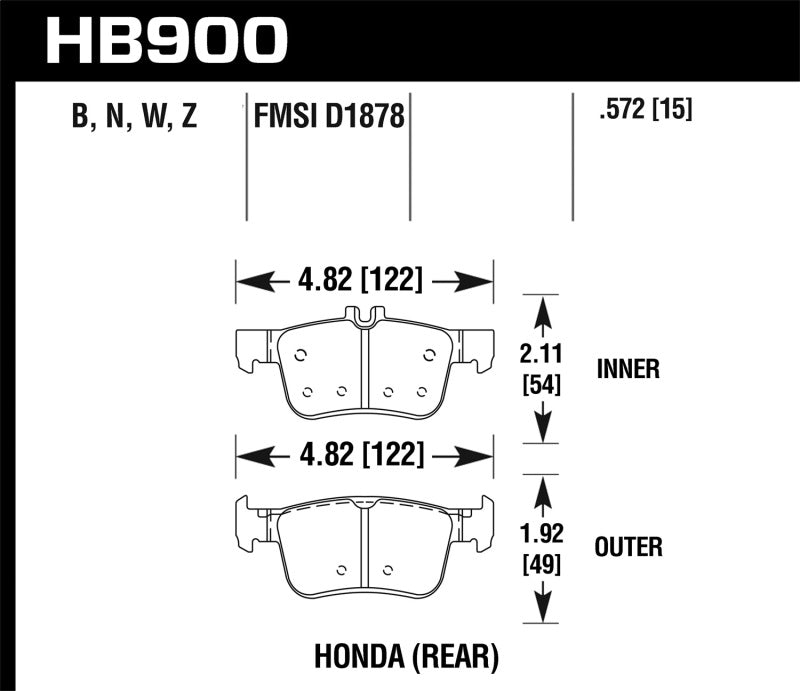 Hawk 16-19 Honda Civic DTC-30 Race Rear Brake Pads