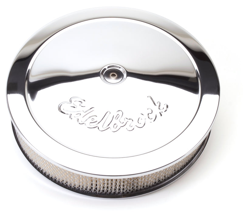 Edelbrock Air Cleaner Pro-Flo Series Round Steel Top Paper Element 14In Dia X 3 75In Dropped Base