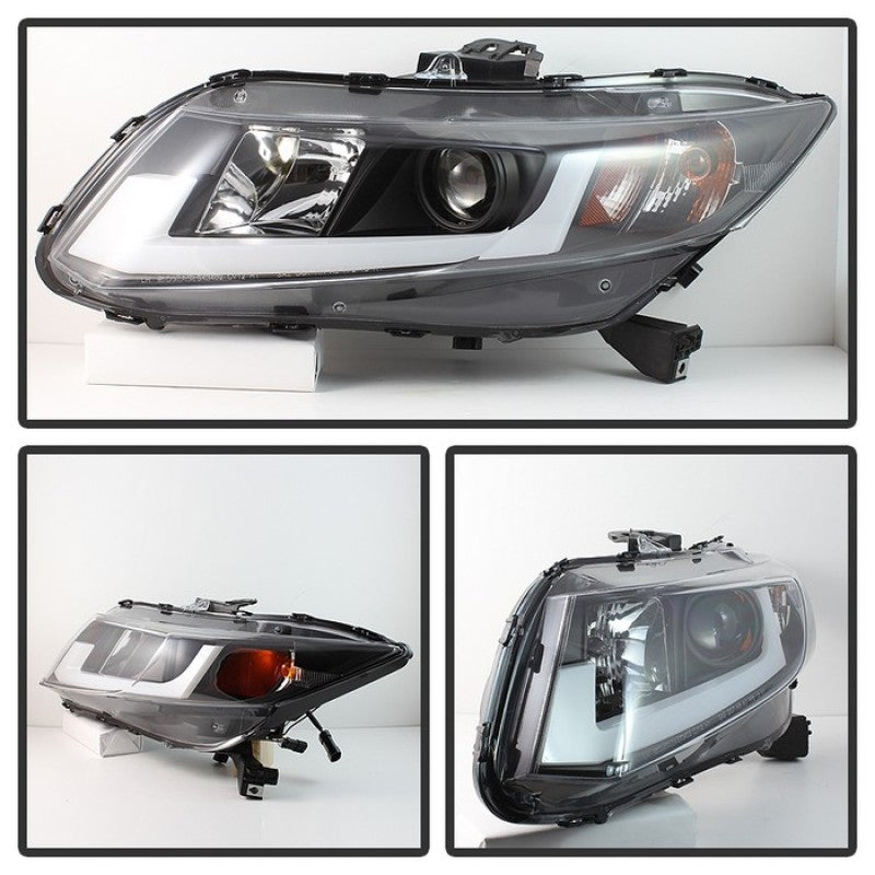 Spyder 12-14 Honda Civic (Excl. 2014 Coupe) Projector Headlights Lgtbr DRL Black PRO-YD-HC12-DRL-BK