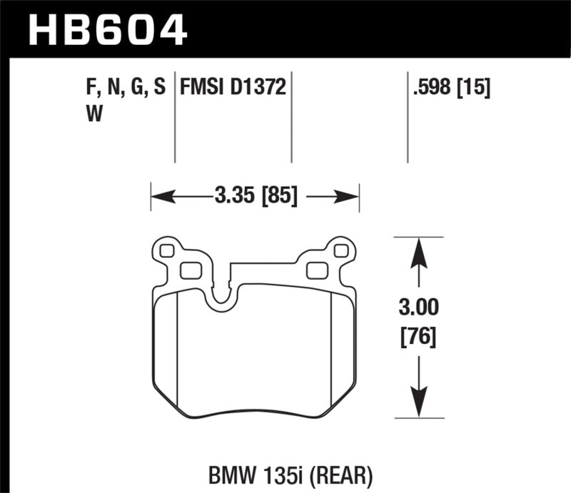 Hawk BMW 135i DTC-60 Race Rear Brake Pads