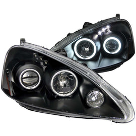 ANZO 2005-2006 Acura RSX Projector Headlights w/ Halo Black