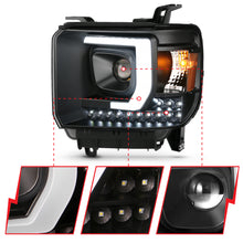 Load image into Gallery viewer, ANZO 2014-2015 GMC Sierra 1500HD Projector Plank Style Headlight Black W/ DRL
