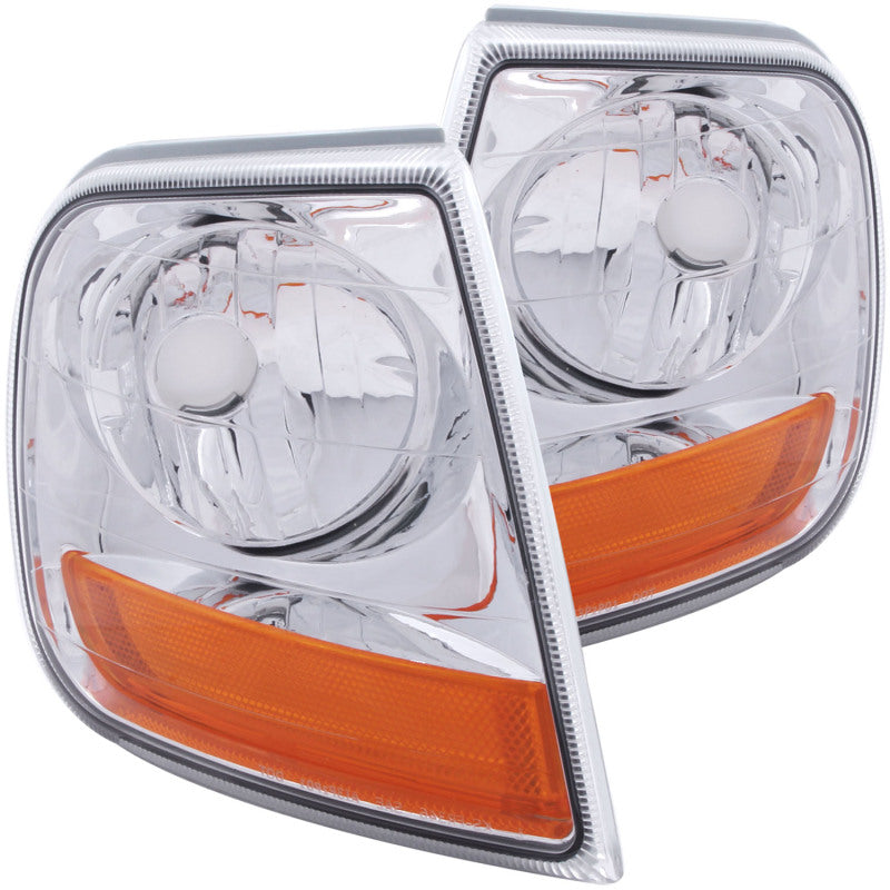 ANZO Corner Lights 1997-2003 Ford F-150 Harley-Davidson Style Corner Lights Chrome w/ Amber Rflct