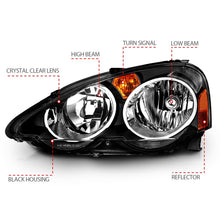Load image into Gallery viewer, ANZO 2002-2004 Acura RSX Crystal Headlights Black