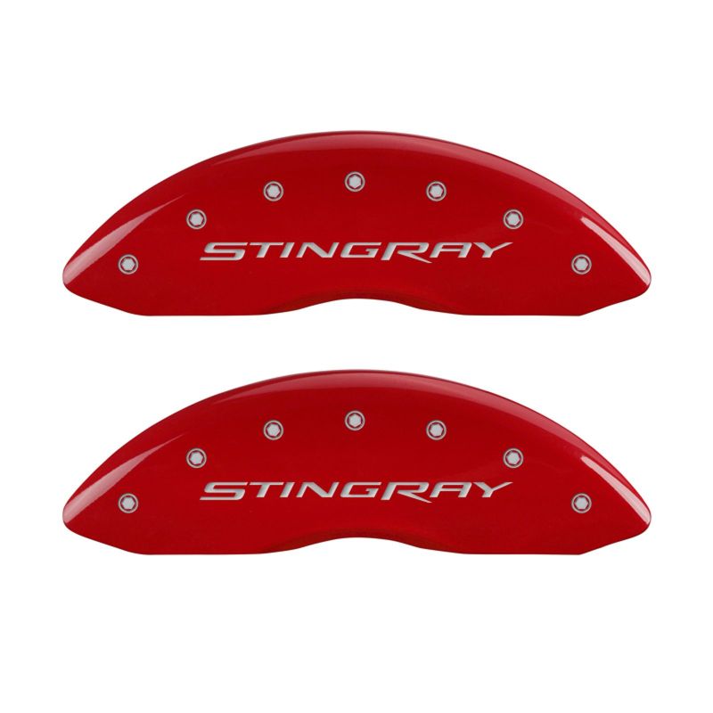 MGP 4 Caliper Covers Engraved Front & Rear Stingray Red finish silver ch