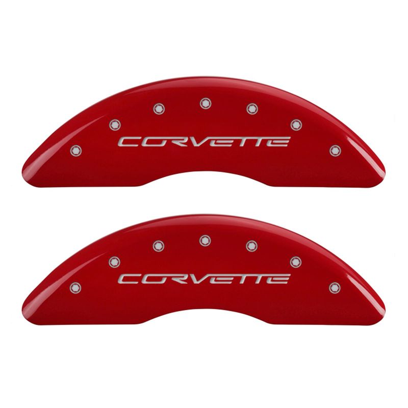 MGP 4 Caliper Covers Engraved Front & Rear C6/Corvette Red finish silver ch