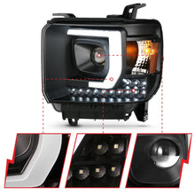 Load image into Gallery viewer, ANZO 2014-2015 GMC Sierra 1500HD Projector Plank Style Headlight Black W/ DRL
