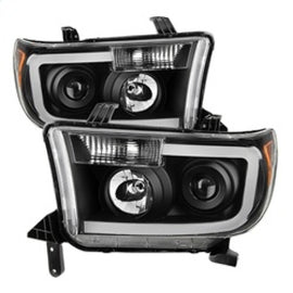 xTune Toyota Tundra 07-13 LED Light Bar Projector Headlights Black PRO-JH-TTU07-LED-BK