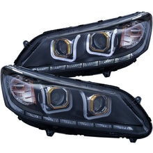 Load image into Gallery viewer, ANZO 2013-2015 Honda Accord (4dr ONLY) Projector Headlights w/ U-Bar Black