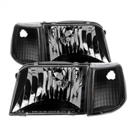 xTune Ford Ranger 93-97 Crystal Headlights w/ Corner Lights 4pcs Sets Black HD-JH-FR93-SET-BK