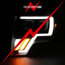 Load image into Gallery viewer, ANZO 2009-2013 Ford F-150 Projector Light Bar G4 Switchback Headlights Black Amber