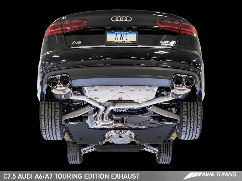 AWE Tuning Audi C7.5 A6 3.0T Touring Edition Exhaust - Quad Outlet Diamond Black Tips